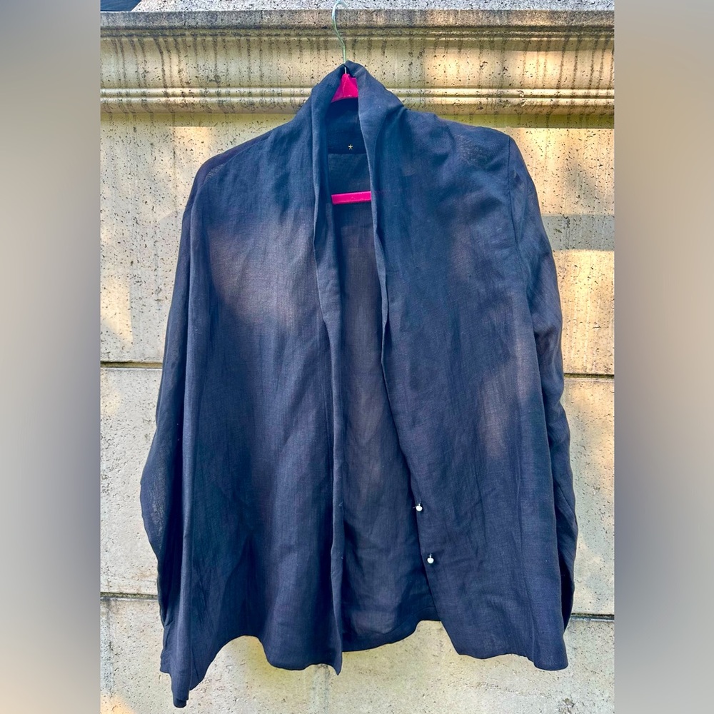 Peter Cohen ⭐️ Linen/Cupro Blend Jacket ⭐️ Black ⭐️ Pearl Buttons ⭐️ Size Large